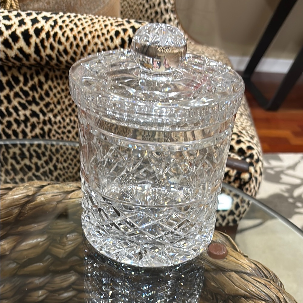 Elegant Crystal Jar& Lid 6 inches in height with lid and 5 inches in diameter